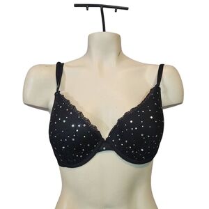 Smart‎ & Sexy Elegant Black Polka Dot Bra 36C NWT